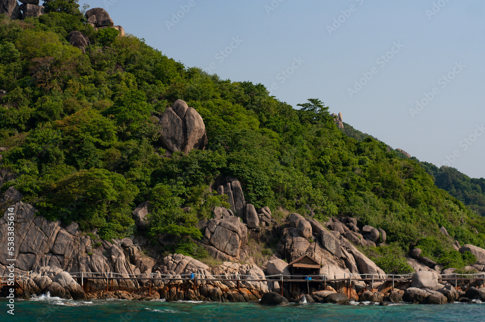 Koh Nang Yuan, Thailand. It is an island near Koh Tao. An island that tourists like to go diving.