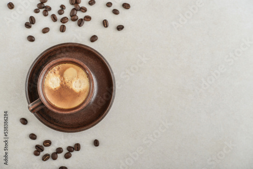 Print op canvas Cup of coffee with coffee beans