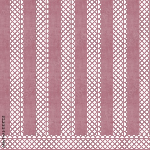 Antique pink color image print paper background with vertical lines and decoration 