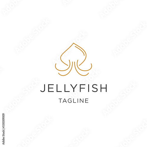 Jellyfish line logo design vector illustration