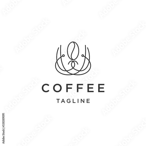 Coffee line logo icon design template flat vector