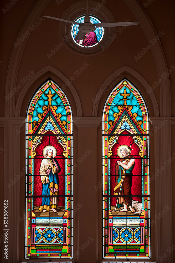 Ancient saints painted in Cathedral church  glass window