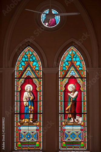 Ancient saints painted in Cathedral church glass window