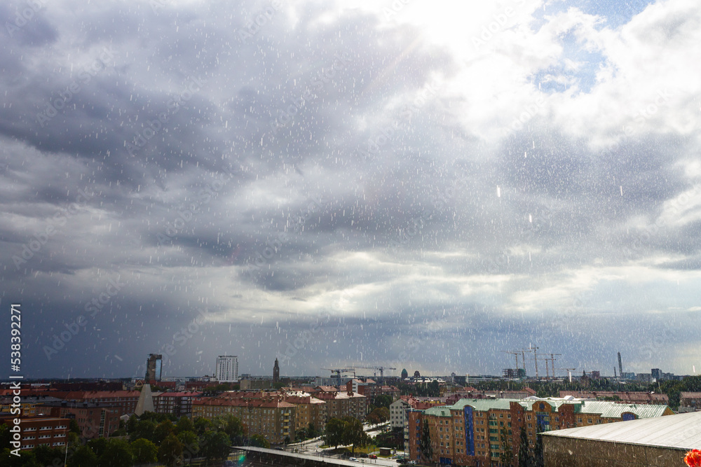 Rainy day in Malmo city