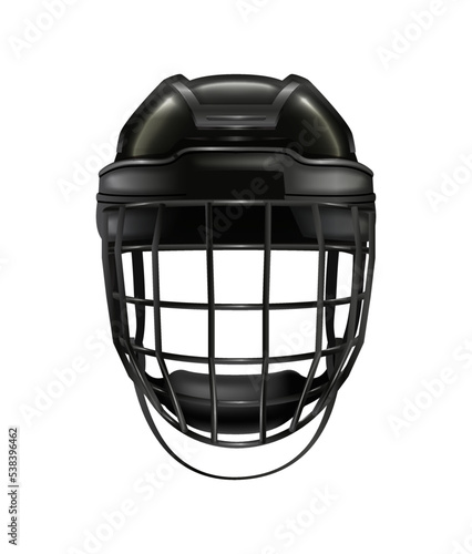 3d realistic vector icon. Hockey helmet. Sport design element.