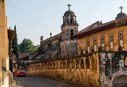 Street alley at the magic town of Patzcuaro, Michoacan in Mexico photo