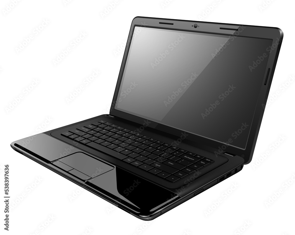 Laptop, modern computer isolated, realistic 3d icon. Laptop, modern computer isolated, realistic 3d icon.