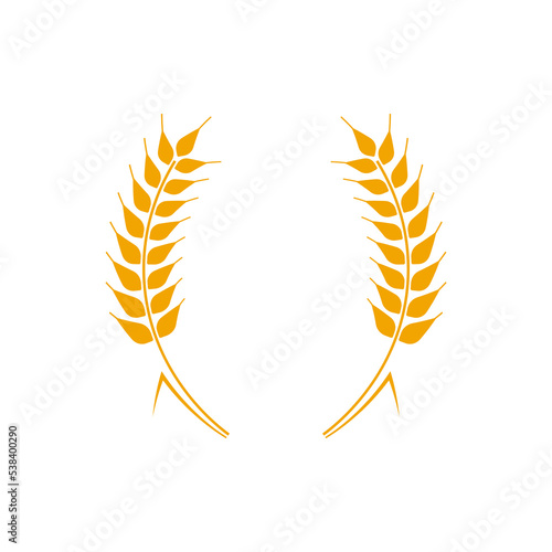Wheat wreaths logo. Wheat ear icon. Vector agriculture ears symbol.