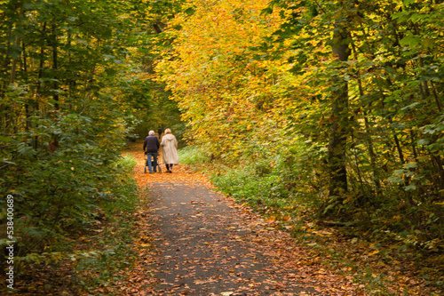 Wandern auf Weg im Park, Rosental im Herbst, Leipzig, Sachsen, Deutschland © Mark Lämmchen 