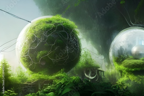 white_futuristic_mage_house_covered_in_plants