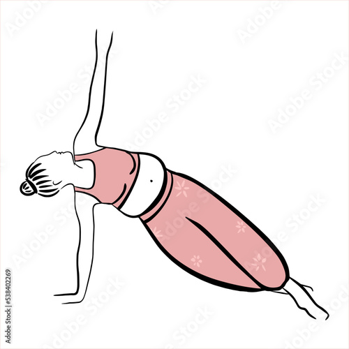 pregnant woman practices yoga. sport. bodypositive. fat person. pregnancy. . Young mom. Stretching. strengthening of the back muscles. kegel exercises. flat design