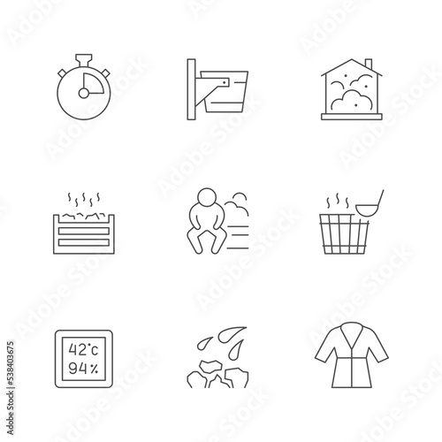 Set line icons of sauna
