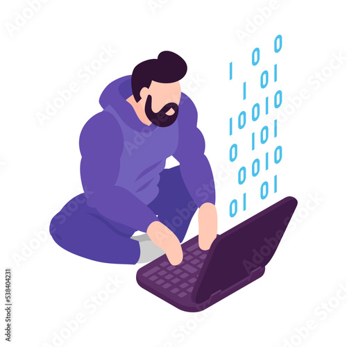Isometric Hacker Illustration