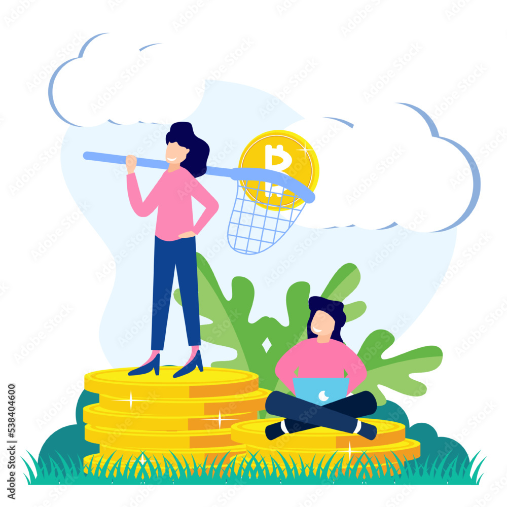 Illustration vector graphic cartoon character of bit coin