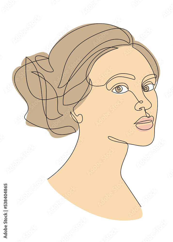 Silhouettes of the girl's head. Woman face in modern one line style. Continuous line drawing, aesthetic outline for decor, posters, stickers, logo. Vector illustration. Silhouettes of the girl's head. Woman face in modern one line style. Continuous line drawing, aesthetic outline for decor, posters, stickers, logo. Vector illustration.