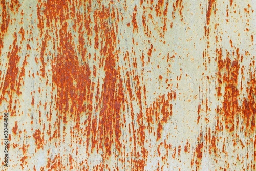 Background, texture metal surface with traces of rust showing through the white paint