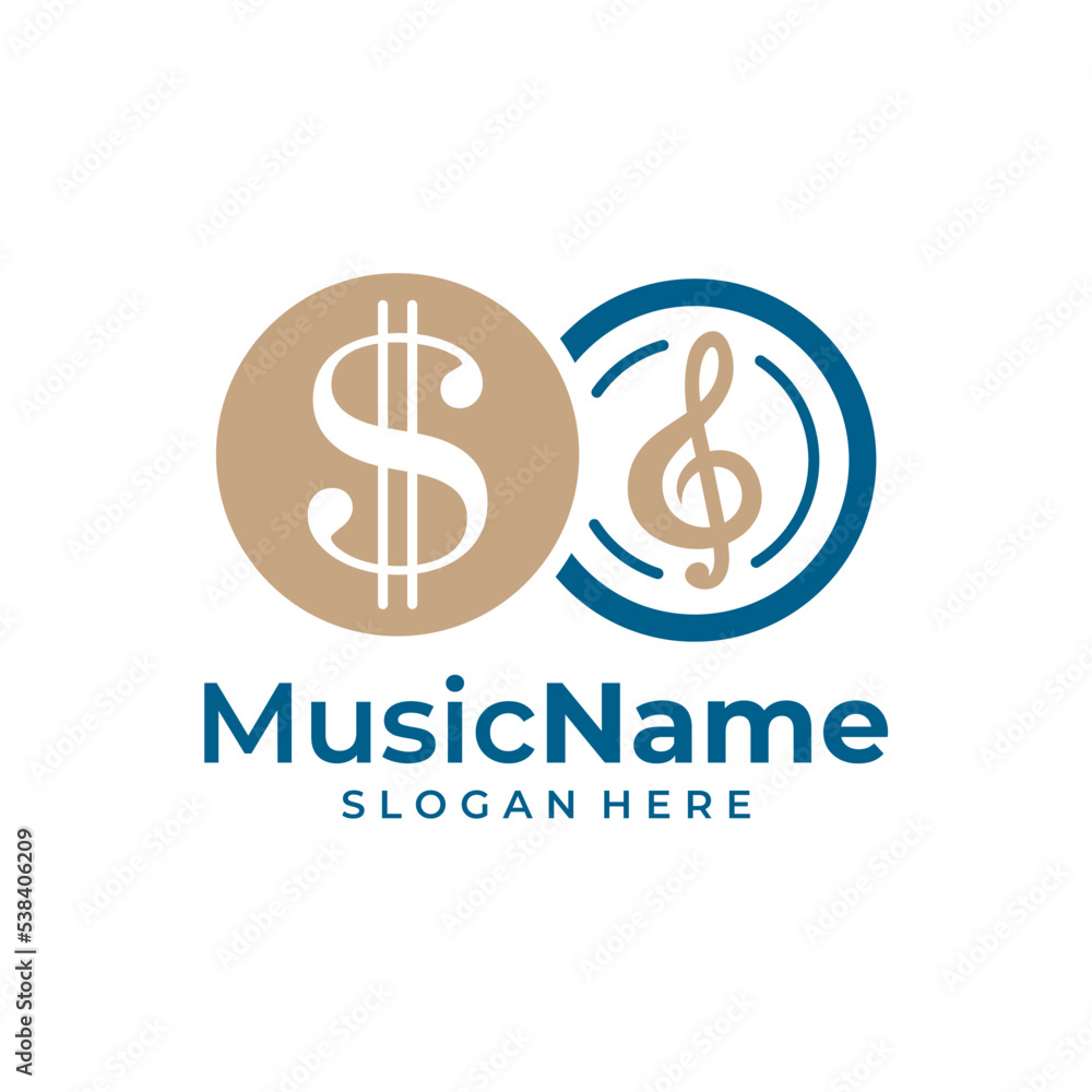 Obraz premium Money Music Logo Vector. Music Money logo design template
