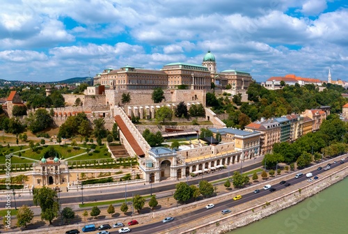 Done photo of Budapest, Hungary. The Buda Castle and the Royal Palace, on the bank of the river Danube.