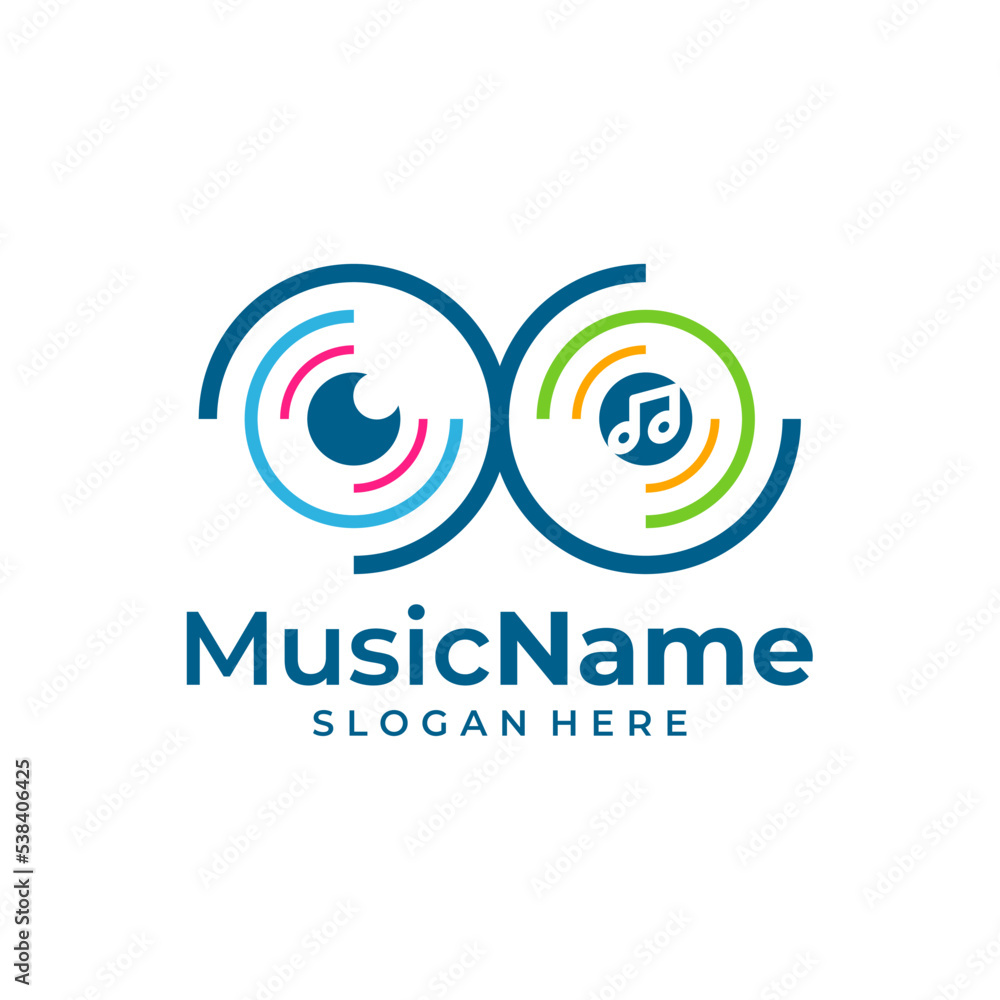 Eye Music Logo Vector. Music Eye logo design template
