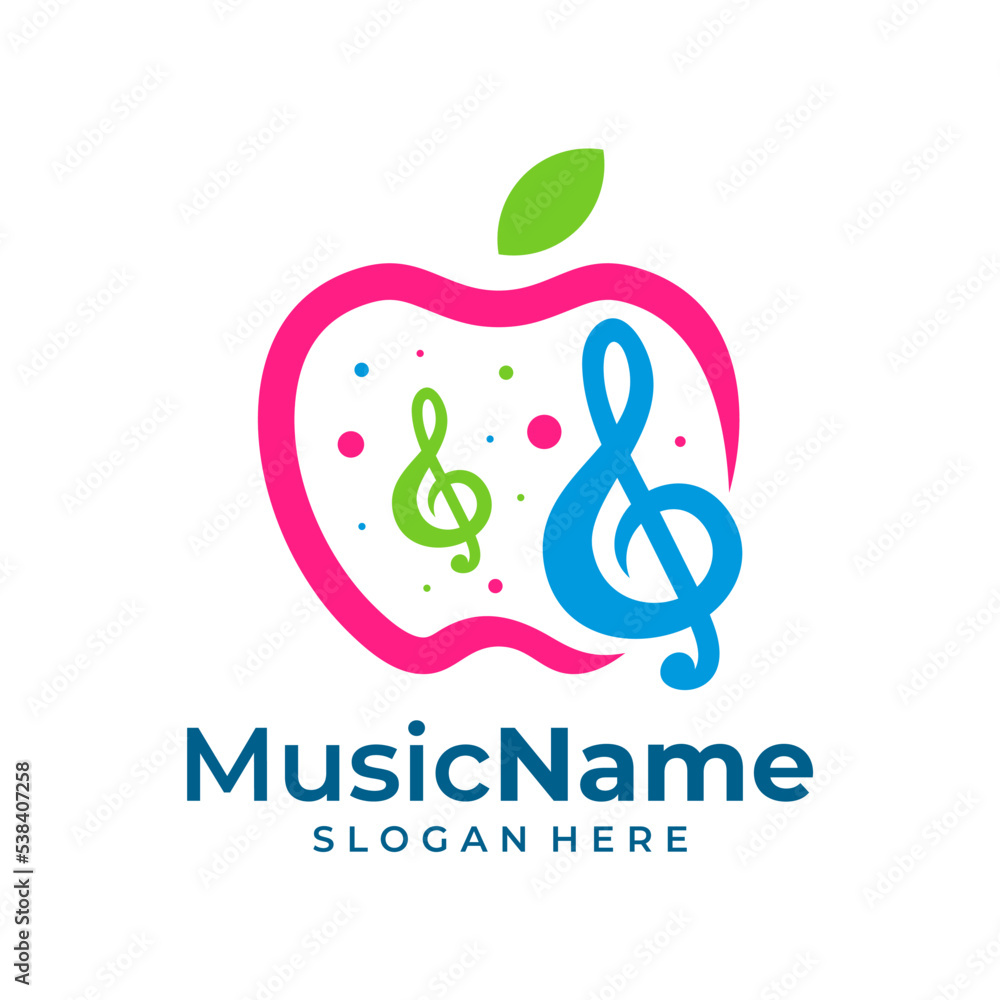 Fototapeta premium Apple Music Logo Vector. Music Apple logo design template