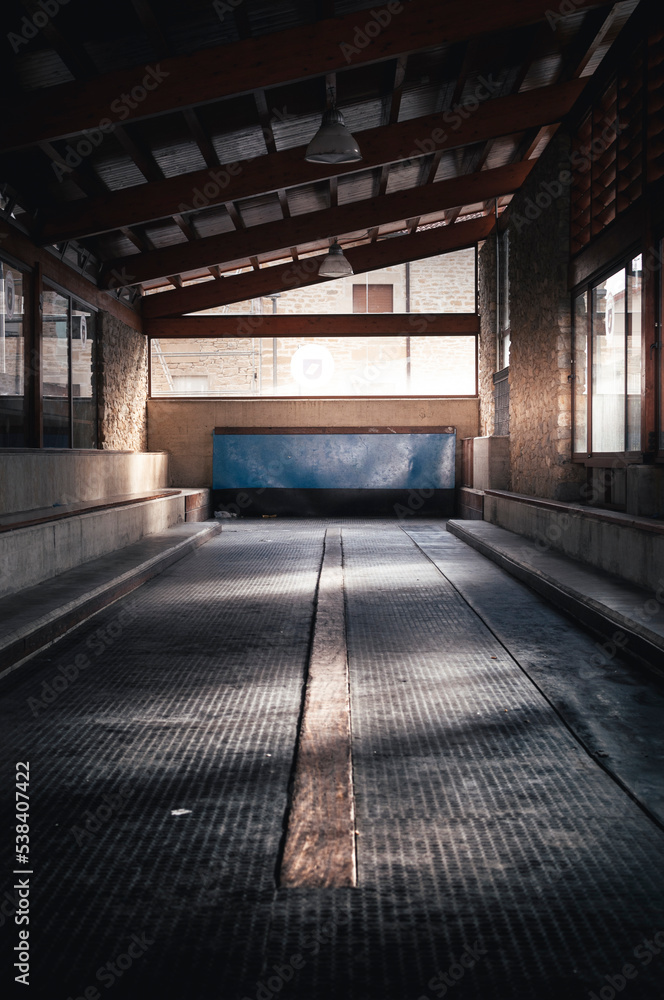 Alava bowling alley to play the Alava bowling game, traditional sport of the Basque Country, Ribabellosa, Alava, Pais Vasco.