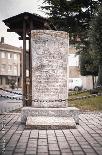 Commemorative monolith of the first general assembly of Álava celebrated in Ribabellosa in 1463. Ribabellosa, Erriberabeitia, Araba, Basque Country.
 photo