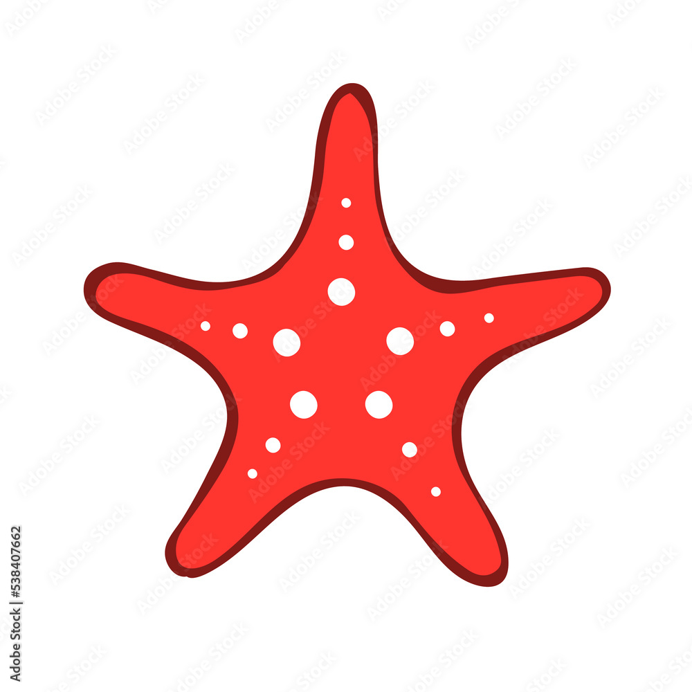 Clam starfish. Sea shellfish. Underwater life and fauna. Symbol of the beach and summer resort. Cartoon vector illustration isolated on white background. Hand drawn outline style. Top view Clam starfish. Sea shellfish. Underwater life and fauna. Symbol of the beach and summer resort. Cartoon vector illustration isolated on white background. Hand drawn outline style. Top view