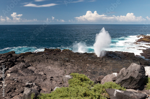 Photography blowhole at Punta Suarez, Espanola, Galapagos