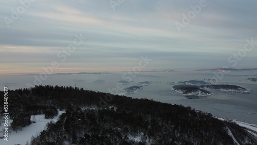 Canvas Print Aerial shot of the city of Oslo, Norway during the winter