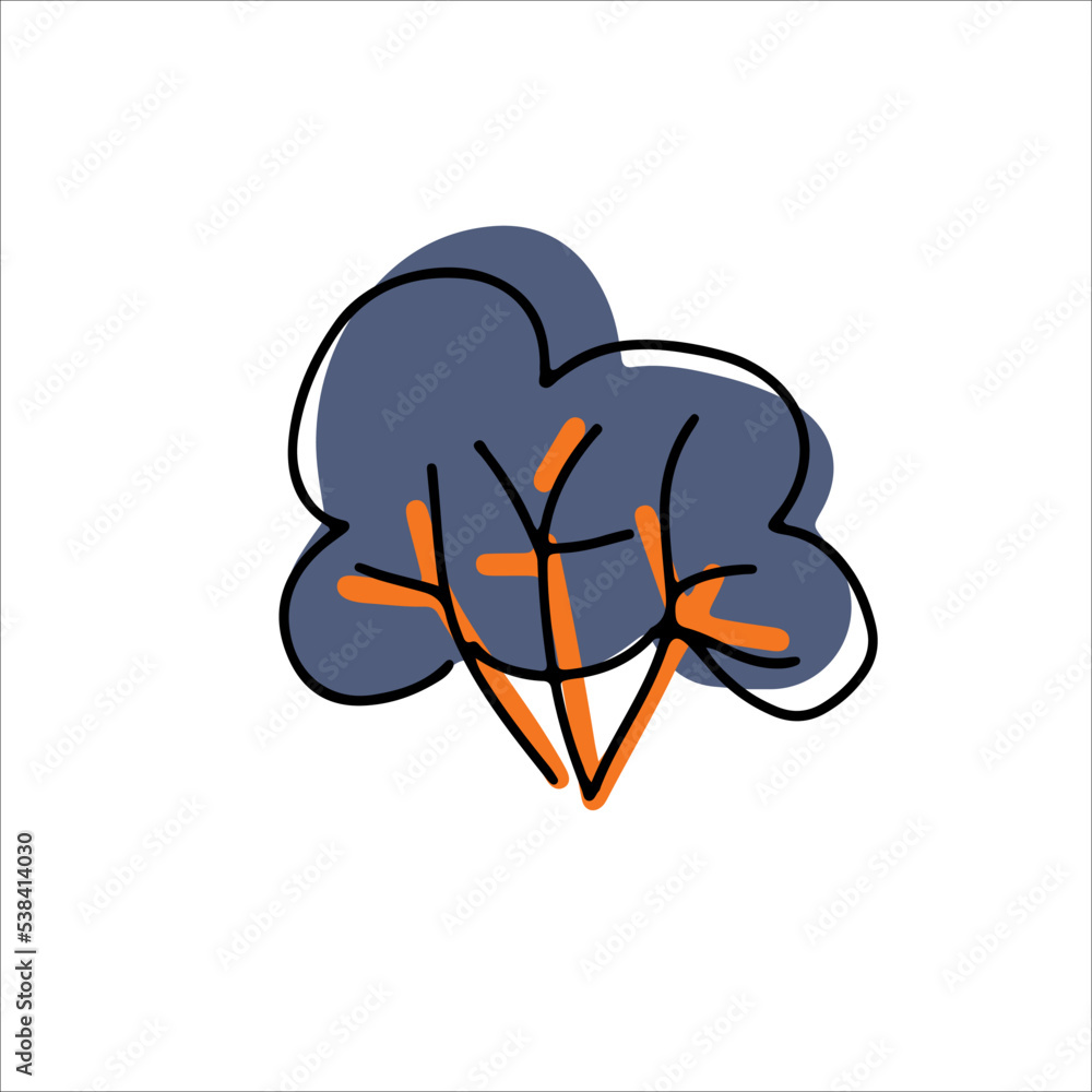 Vector folk art style. Folkart illustration with bush isolated Vector folk art style. Folkart illustration with bush isolated