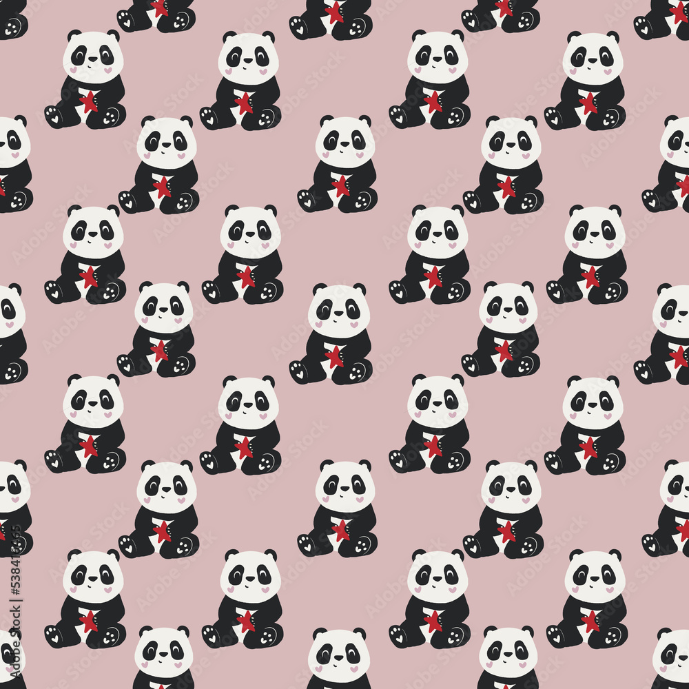 Obraz premium seamless pattern with cute panda, pandas pattern