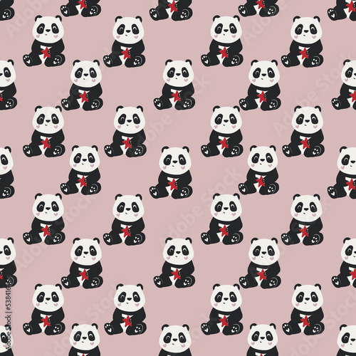 Fototapeta Naklejka Na Ścianę i Meble -  seamless pattern with cute panda, pandas pattern