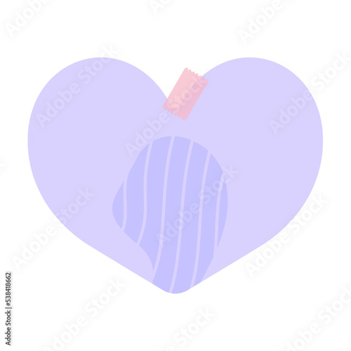 Heart purple sticky note with tape