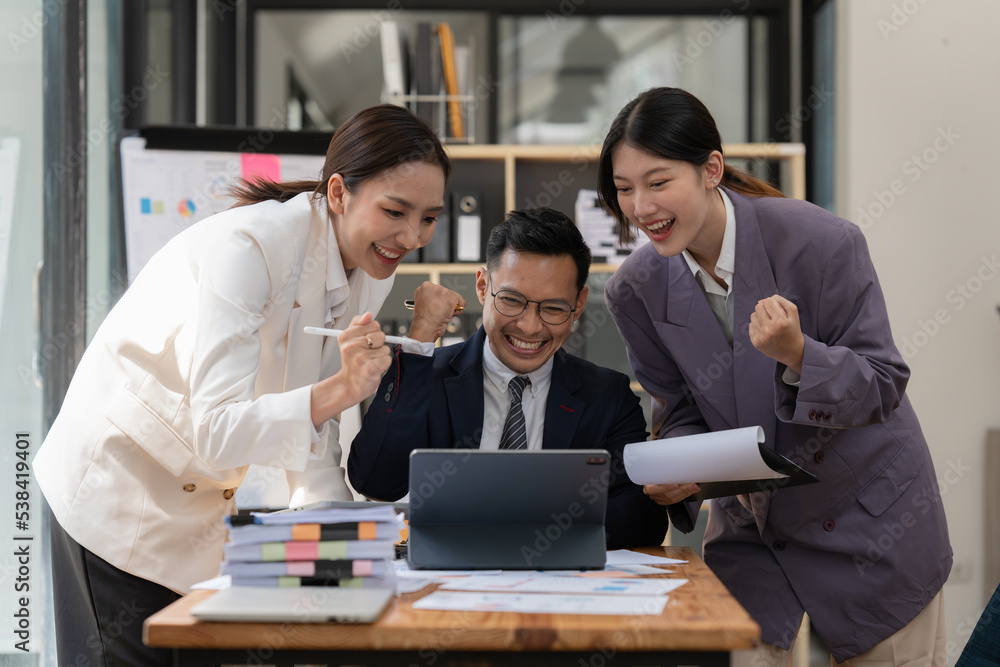 Fund business team has made a successful investment. Achievement triumph concept Fund business team has made a successful investment. Achievement triumph concept