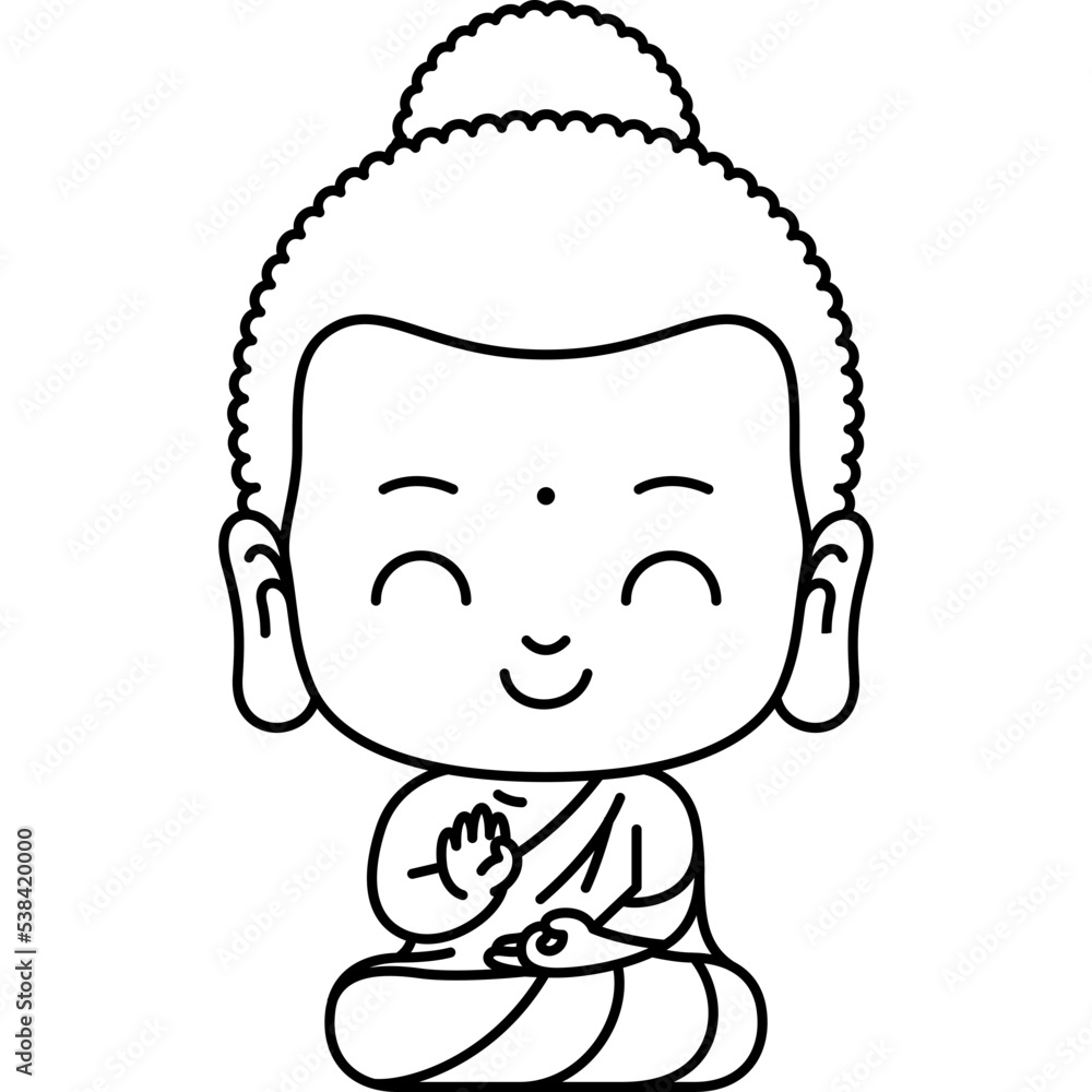 cute buddha cartoon meditating line art illustration for website, web, application, presentation, printing, document, poster design, etc. cute buddha cartoon meditating line art illustration for website, web, application, presentation, printing, document, poster design, etc.