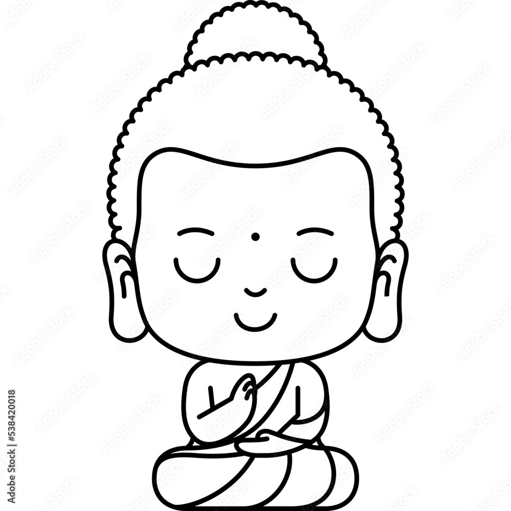 cute buddha cartoon meditating line art illustration for website, web, application, presentation, printing, document, poster design, etc. cute buddha cartoon meditating line art illustration for website, web, application, presentation, printing, document, poster design, etc.