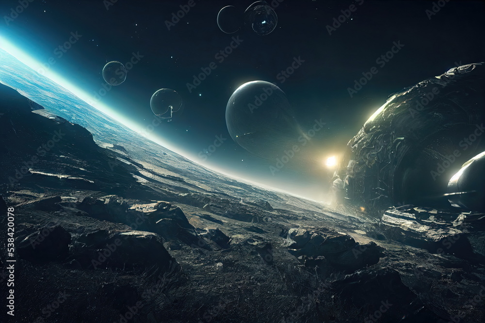 Alien Planet sci fi outer space encounter wallpaper 3D Illustration