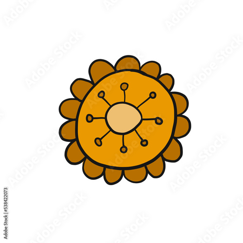 Art Flower isolated on white. Scandinavian folk style ornament