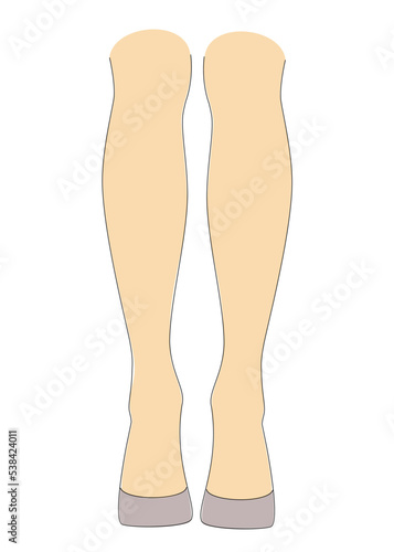 Silhouettes of female legs. Girl in high heels. Lady standing, suitable for sticker, logo. Well-groomed legs, beautiful silky skin. Vector illustration.