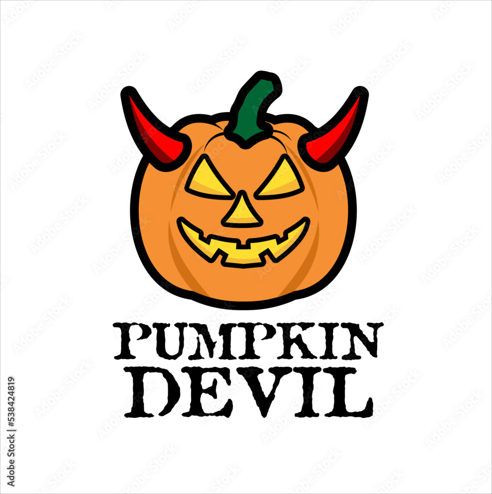 Illustration vector of pumpkin devil logo suitable for halloween