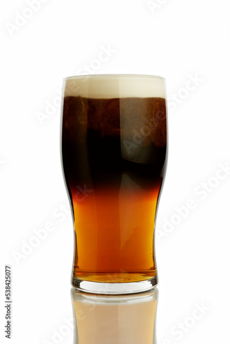 black and tan pint of beer