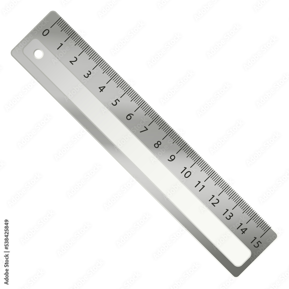 Metal ruler. Straight line drawing school tool Metal ruler. Straight line drawing school tool