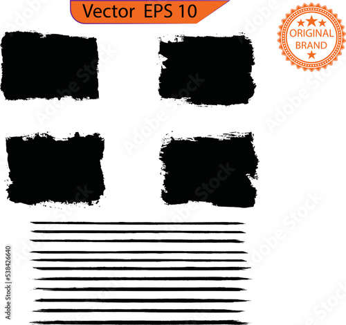 Paint brushes EPS 10, clip art, Paint splatter Paint stroke. Black ink line, grunge brush strokes, ink paint set.  Only commercial use	
