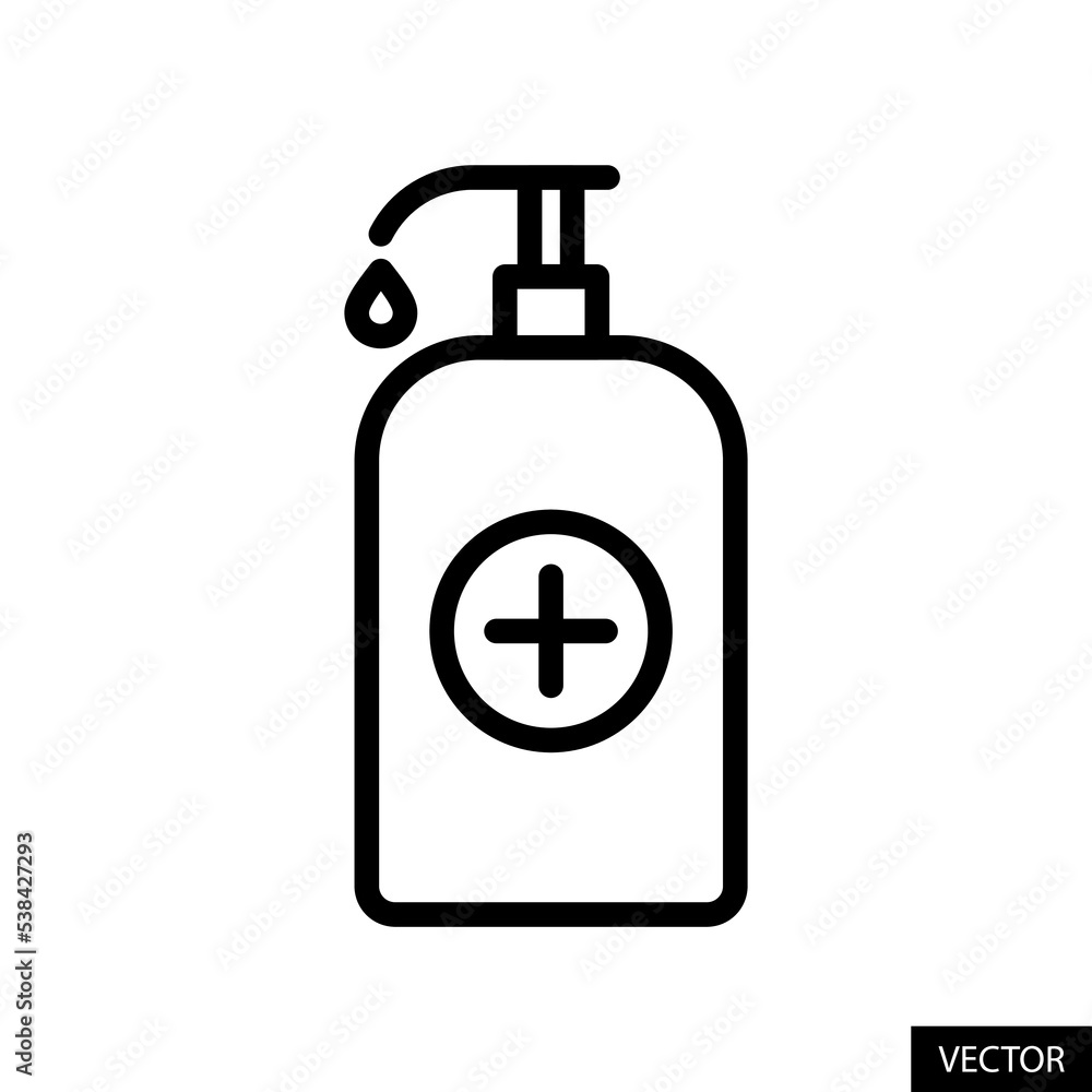 Hand wash bottle, Liquid soap handwash vector icon in line style design for website, app, UI, isolated on white background. Editable stroke. Vector illustration. Hand wash bottle, Liquid soap handwash vector icon in line style design for website, app, UI, isolated on white background. Editable stroke. Vector illustration.