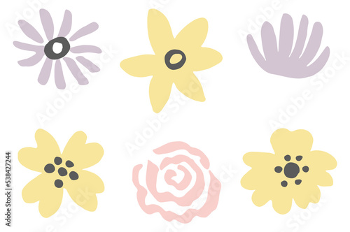 Floral elements set. Decorative stylized flower blossom