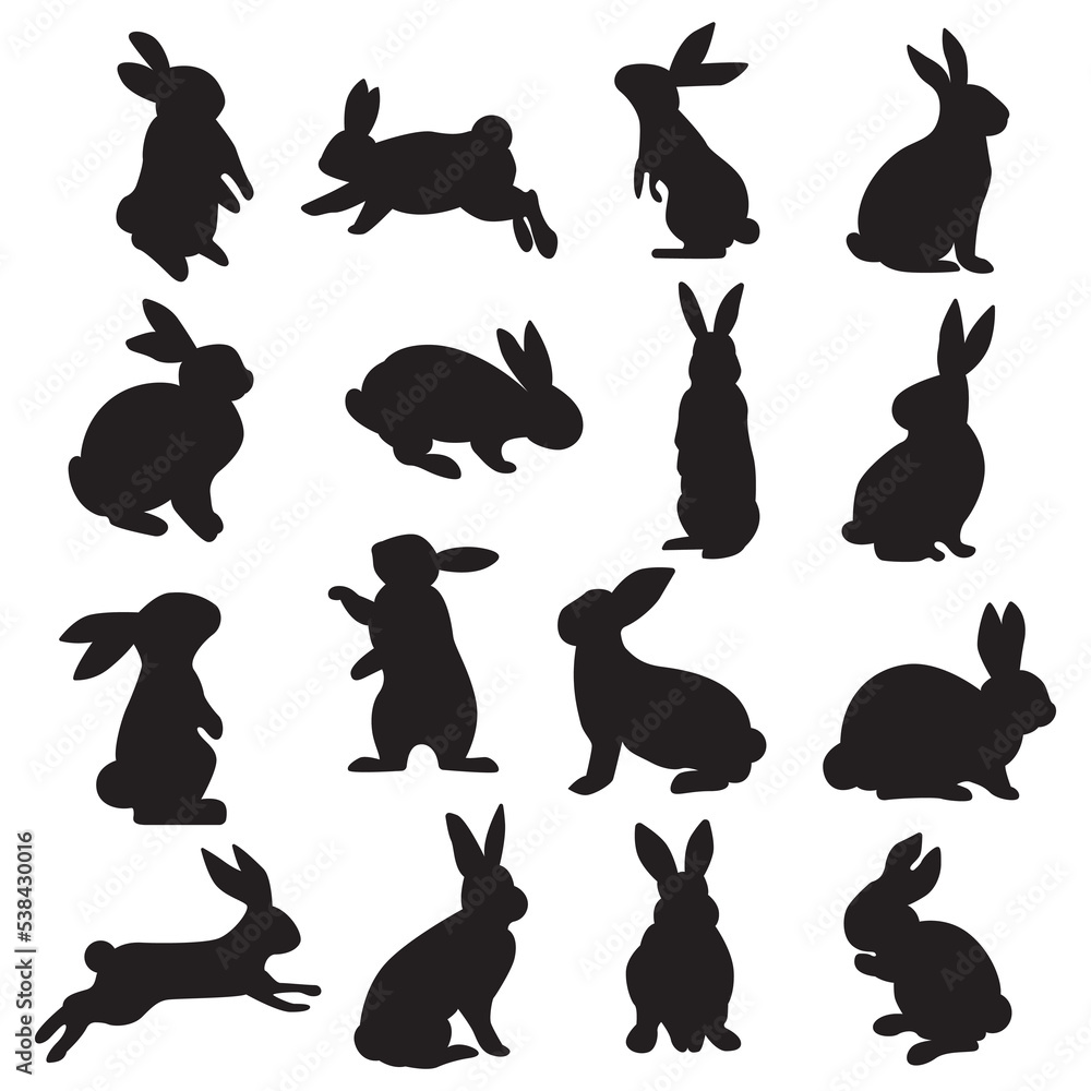 collection of rabbit silhouettes. vector illustration