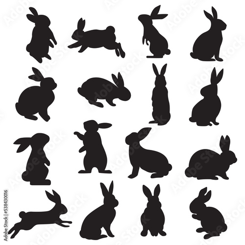 Fototapeta Naklejka Na Ścianę i Meble -  collection of rabbit silhouettes. vector illustration