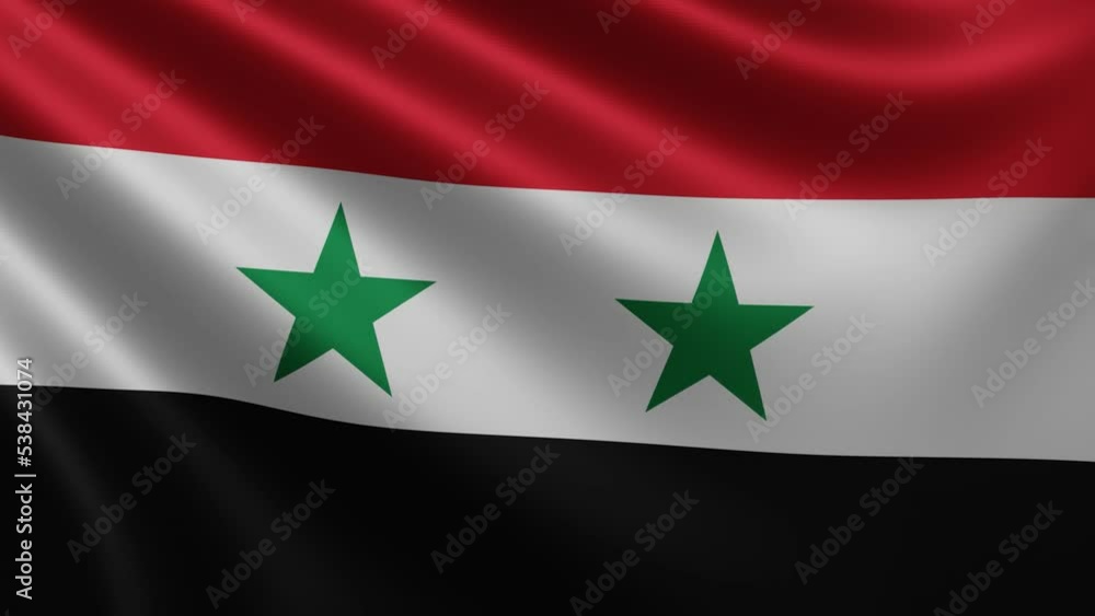 The Syrian flag flutters in the wind close-up, the national flag of Syria flutters in 3d, in 4k resolution. High quality 4k footage The Syrian flag flutters in the wind close-up, the national flag of Syria flutters in 3d, in 4k resolution. High quality 4k footage