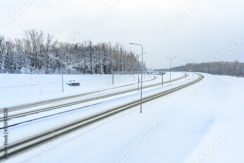 Winter road with snow. © Evgeniy