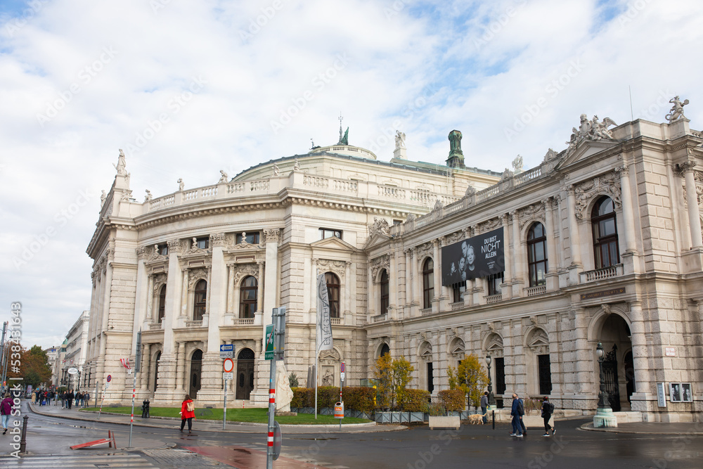 Famous Wiener Ringstrasse with historic Burgtheater (Imperial Court Theatre).